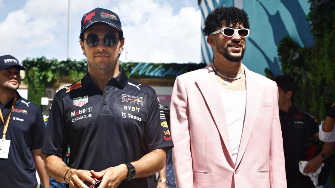 ‘Checo’ Pérez llega acompañado de Bad Bunny al GP de Miami