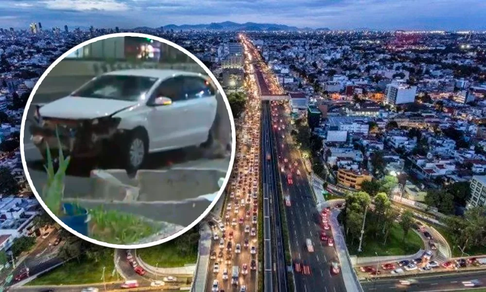 Auto se estrella en Calzada de Tlalpan tras perder el control