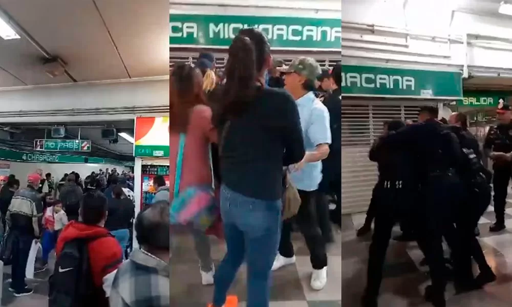 Pelea entre autoridades y vendedores ambulantes en el Metro